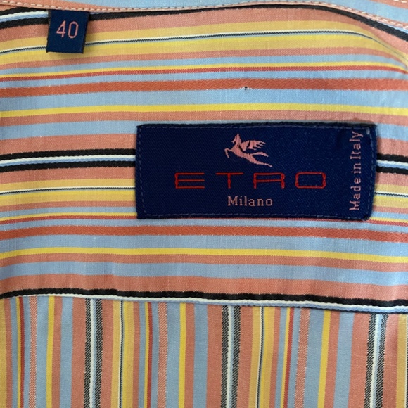 ETRO Men’s Striped Button Down Shirt Sz M or 40 - Picture 6 of 6